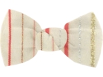 Barrette petit noeud rayé rose argent