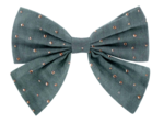 Barrette noeud papillon gaze pois or bleu gris