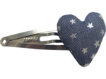 Barrette clic-clac cœur etoile argent jean