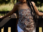 Foulard pompon plumes d'été
