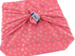 Furoshiki petit 35 x 35 cm feuillage or rose