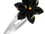 Barrette clic-clac fleur étoile  paille dorée noir