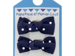 Barrettes clic-clac petits noeuds pois marine