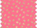 Tissu voile feuillage or rose