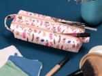 Trousse double compartiment herbier rose