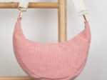 Petit Sac demi lune velours côtelé rose blush
