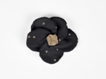 Petite Barrette Pétales de Fleur gaze pois or noir