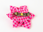 Barrette fleur étoile vichy rose fluo