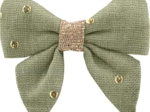 Barrette Mini Noeud Papillon gaze pois or vert amande