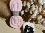 Barrette Noeud Anti-Glisse gaze pois or rose
