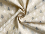 Coupon tissu 50 cm ex2653 noel sapins pailletés ivoire