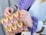Pochette tissu ikat ocre