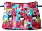 Mini pochette plissée kokeshis