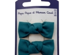 Barrettes clic-clac petits noeuds bleu vert