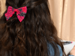Barrette noeud papillon féérie fuchsia