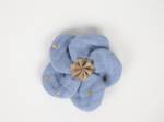 Petite Barrette Pétales de Fleur gaze pois or bleu baltique