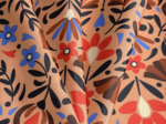 Coupon tissu enduit de 35cm  ex2574 fleuri rétro caramel