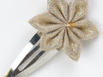 Barrette clic-clac fleur étoile  lin pailleté