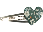 Barrette clic-clac cœur fleuri kaki