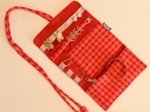 Pochette à bijoux vichy rouge corail