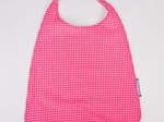 Serviette enfant élastique vichy rose fluo