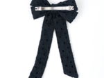 Barrette noeud ruban moyenne broderie anglaise noire