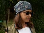 Foulard pompon tartan fleuri