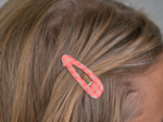 Barrette clic-clac tissu vichy orange fluo