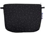 Pochette tissu gaze pois or noir