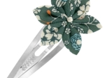 Barrette clic-clac fleur étoile fleuri kaki