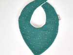 Bavoir bandana gaze pois or eucalyptus