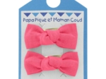 Barrettes clic-clac petits noeuds corail