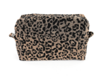 Trousse de toilette rectangle leopard matelassé moka