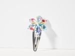 Barrette clic-clac fleur étoile champêtre bleuté
