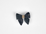 Barrette Mini Noeud Papillon gaze pois or marine