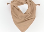 Petit foulard pompon gaze pailletée camel