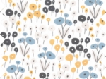 Coupon tissu 1 m fleurs graphique ex1051