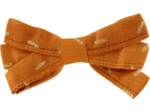 Barrette noeud ruban paille dorée caramel