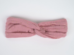 Bandeau croisé enfant gaze pois or rose thé