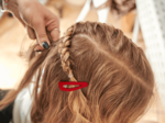 Barrette clic-clac tissu rouge