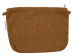 Pochette tissu gaze pois or caramel