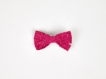 Barrette noeud ruban fuchsia pailleté