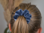 Petit Chouchou velours bleu jean