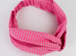 Bandeau croisé vichy rose fluo