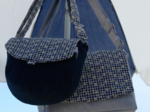 Rabat petite besace vichy brodé marine