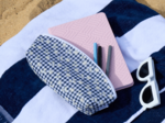 Trousse scolaire vichy brodé marine