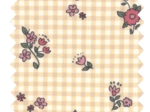 Tissu jersey vichy fleuri naturel
