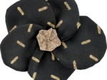 Petite Barrette Pétales de Fleur  paille dorée noir