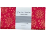 Coupon tissu 50 cm ex2448 flocon de noel or rouge