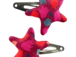 Barrettes clic-clac étoile pompons cerise